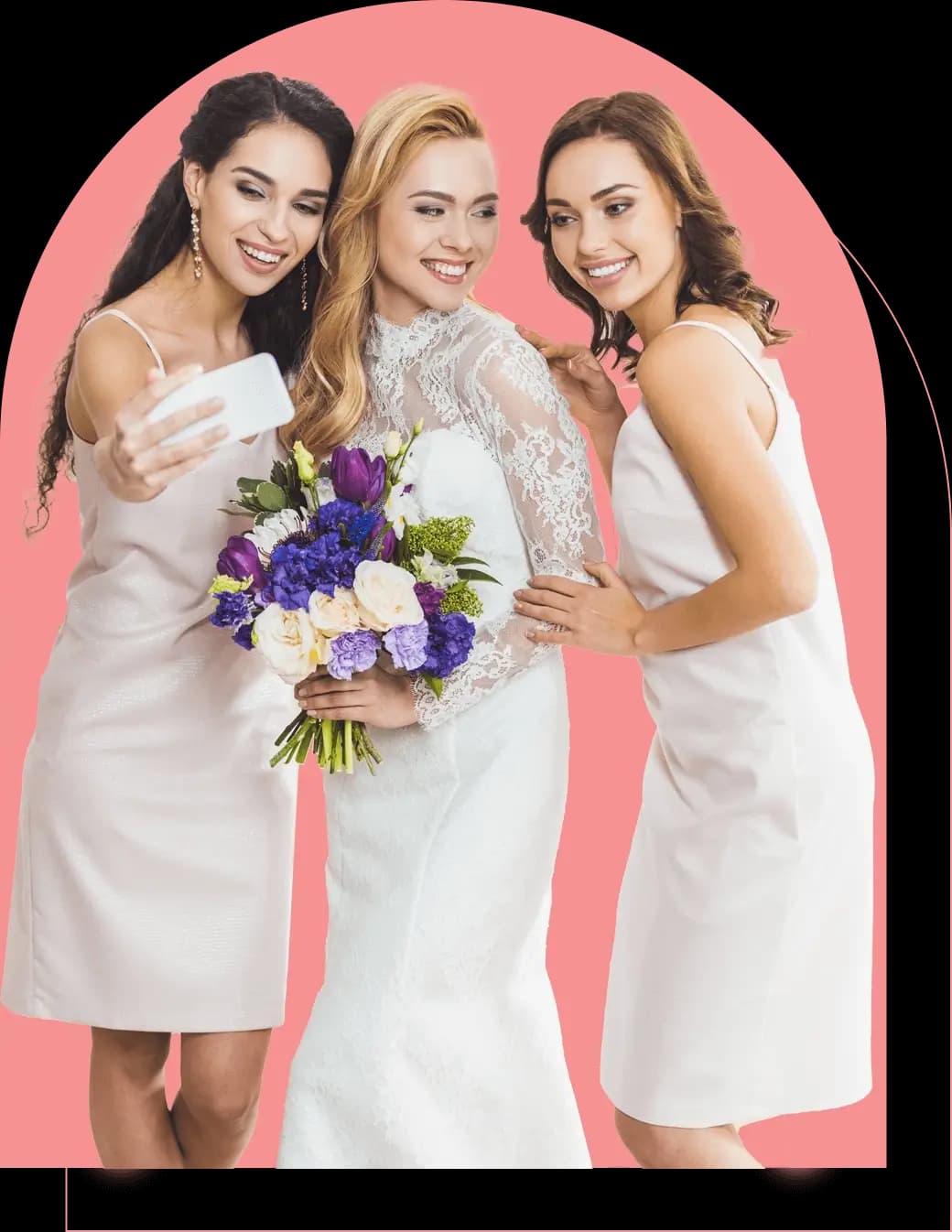 Mariee avec ses amies prenant un selfie - partager vos photos de mariage